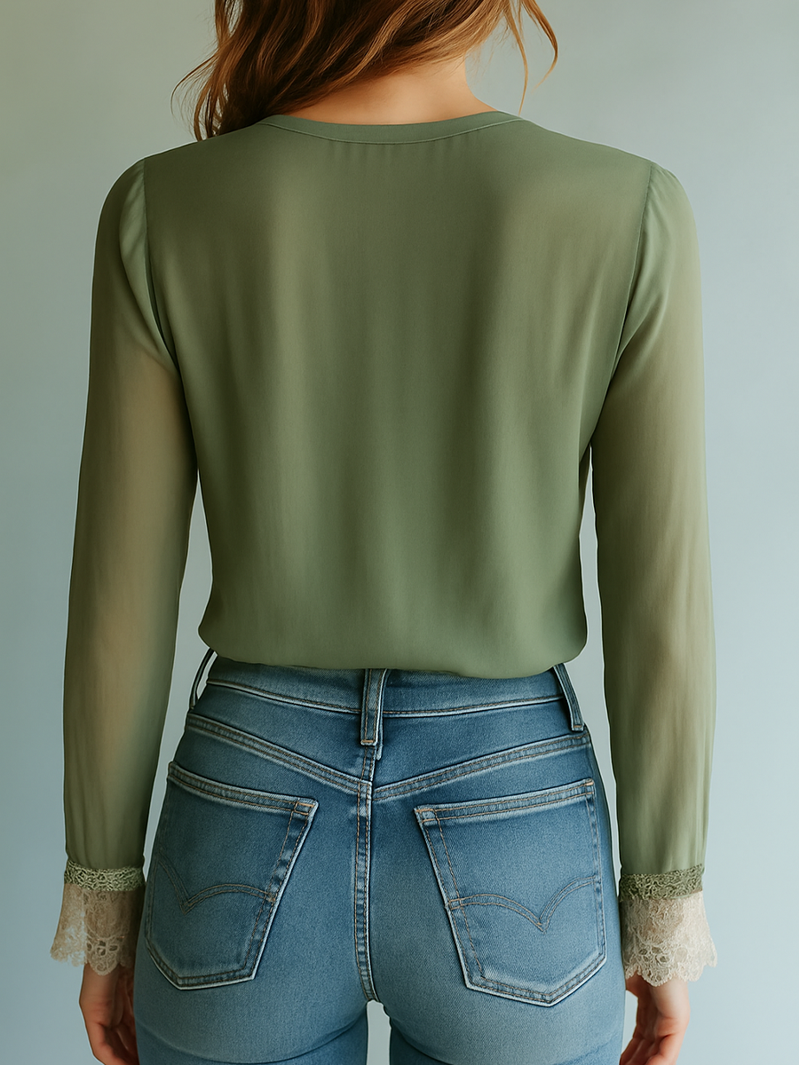 Boho Bluse Mit Spitze Und Blumenmuster