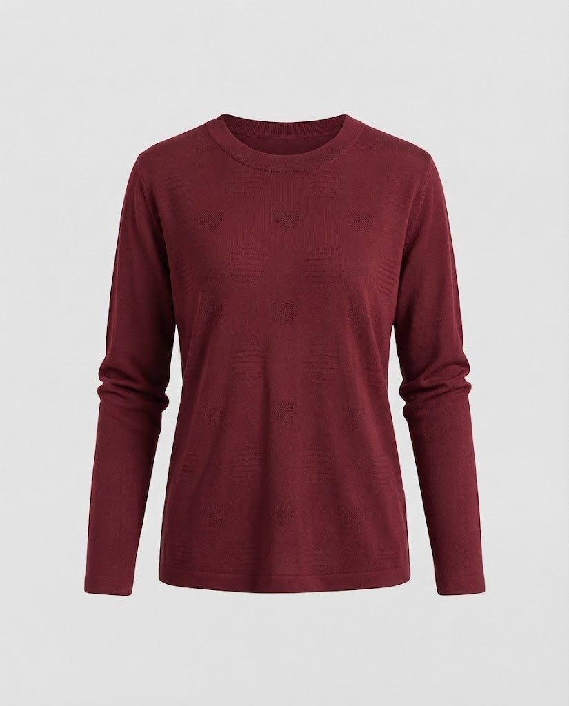 Damen Feiner Rundhals-Feinstrickpullover mit leicht überschnittener Schulter und fließender Silhouette Nord Taschen