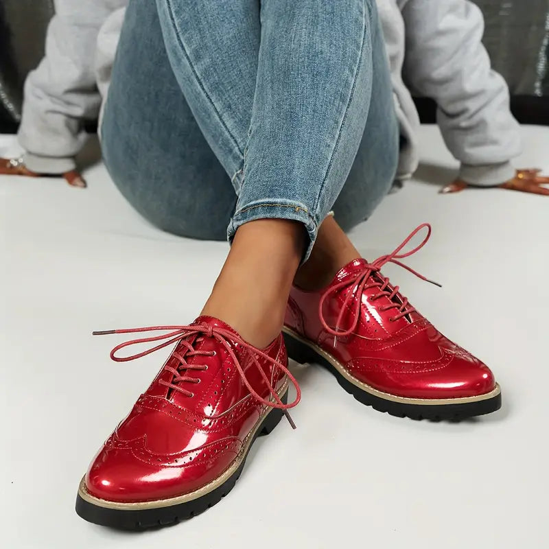 Nord Taschen | Lackschuhe Im Oxford-Stil mit Klobiger Sohle für Damen