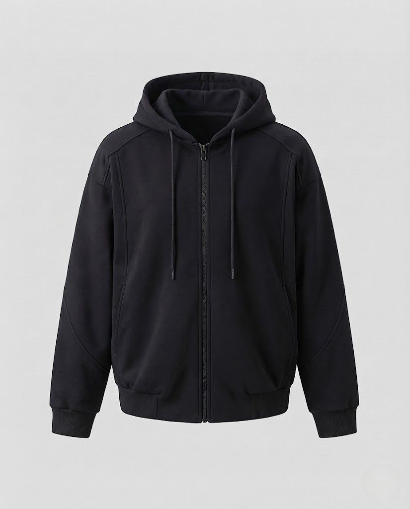 Herren Kapuzensweatjacke mit durchgehendem Reißverschluss, relaxed Oversize-Schnitt und gerippten Bündchen Nord Taschen