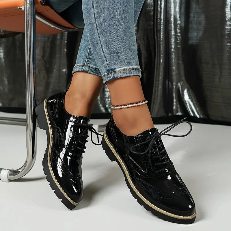 Nord Taschen | Lackschuhe Im Oxford-Stil mit Klobiger Sohle für Damen