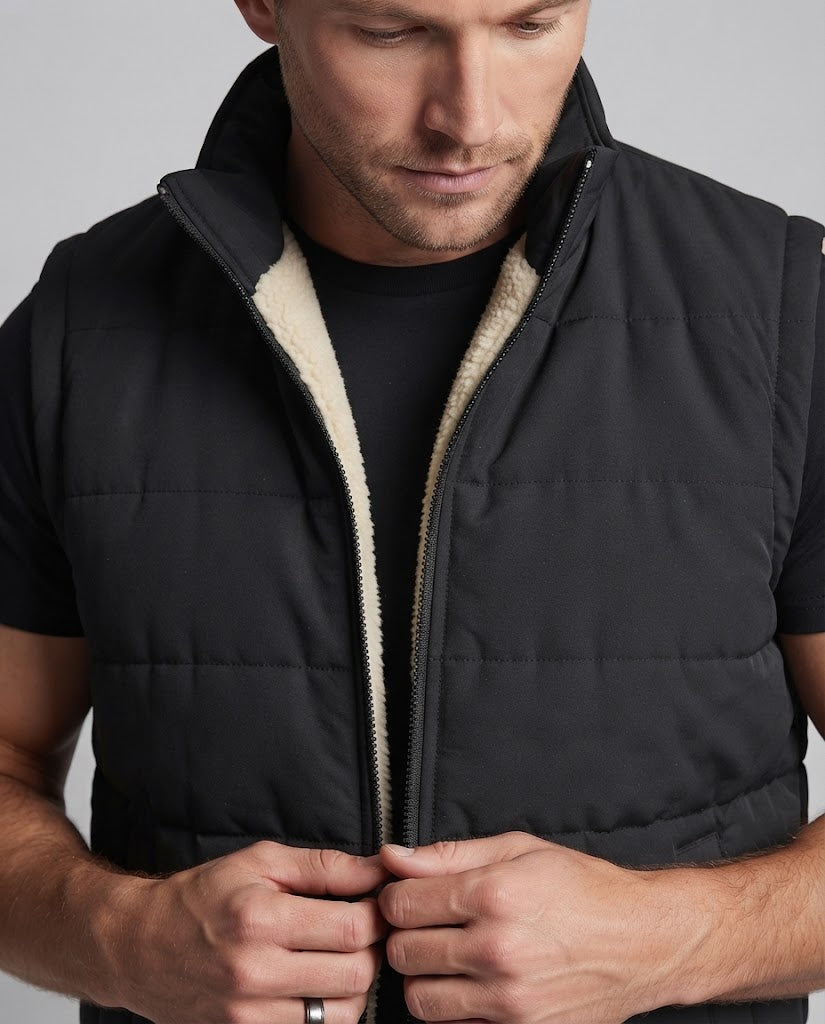 Herren Leichte gesteppte Thermoweste mit Stehkragen und kontrastiertem Innenfutter Nord Taschen