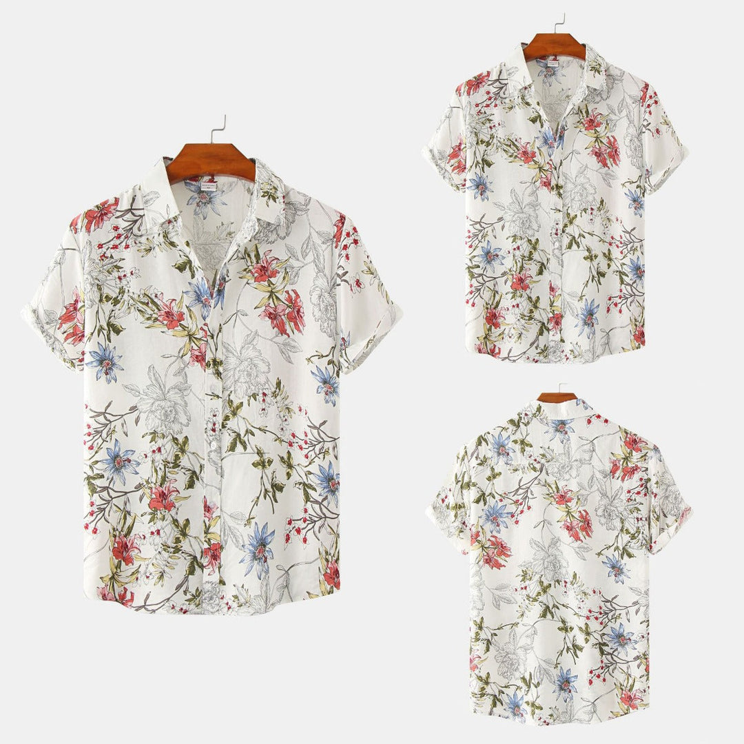Floral kurzärmeliges Blumenhemd Männer