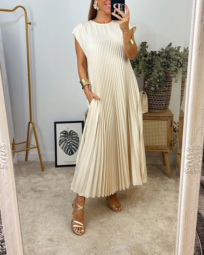 Elegantes Plissee-Kleid Einfarbig Ärmellos
