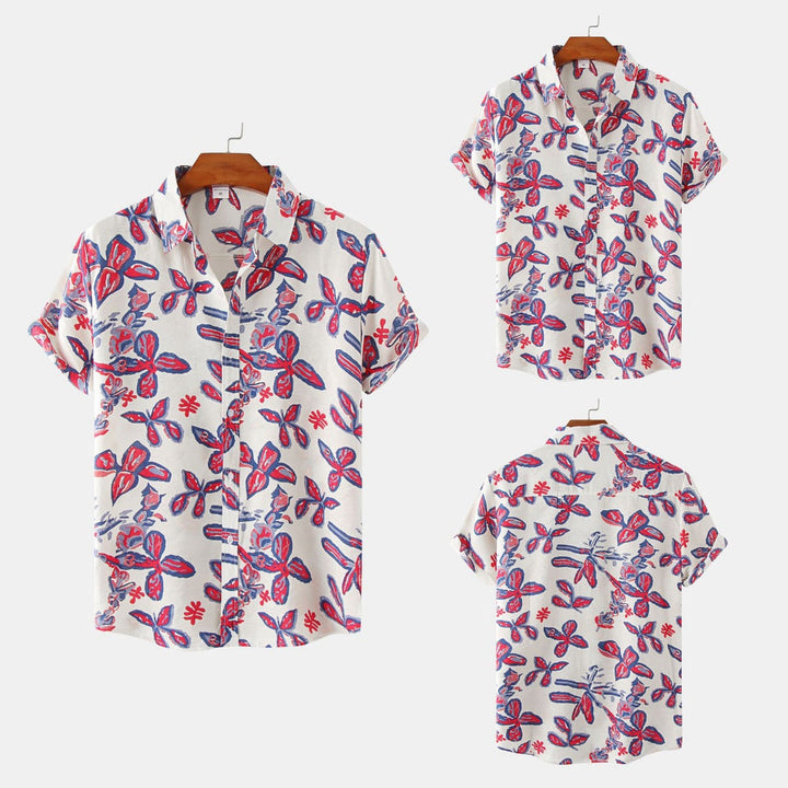 Floral kurzärmeliges Blumenhemd Männer