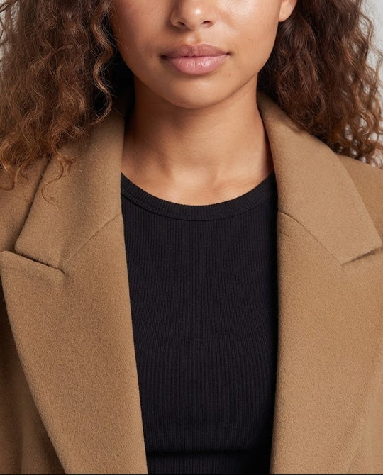 Damen Oversized Wolloptik-Mantel mit Schalkragen und aufgesetzten Taschen Nord Taschen