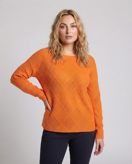 Damen Feinstrick‑Pullover im Mohair‑Look mit diamantgewNord Taschenter Struktur und legerer Oversize‑Passform Nord Taschen