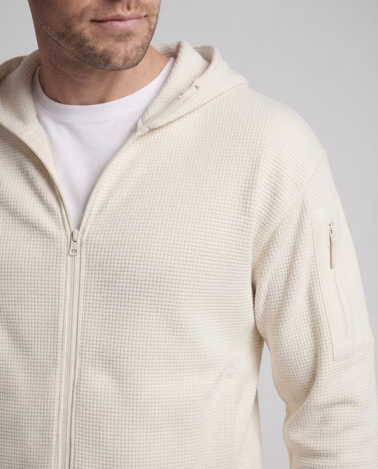 Herren Kapuzen-Funktionsjacke aus strukturierter Waffelware mit Reißverschluss Nord Taschen