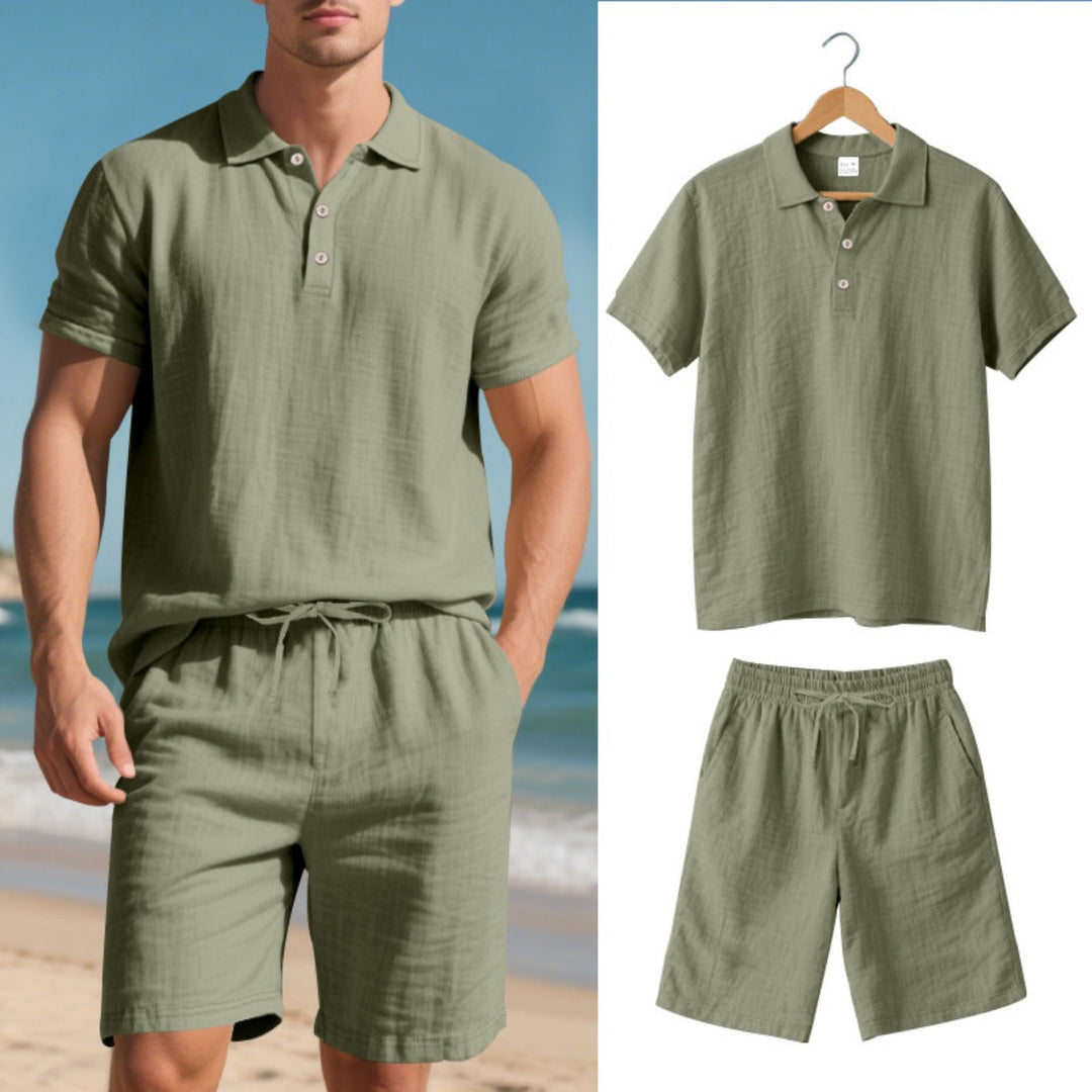 Kurzärmliges Poloshirt und Shorts Strandanzug