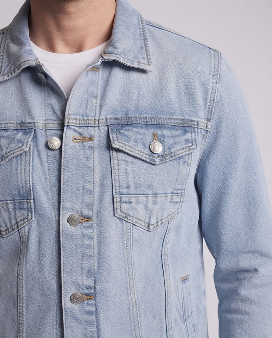Herren Vintage-inspirierte Denimjacke im Regular-Fit mit Brusttaschen und Kontrastnähten Nord Taschen