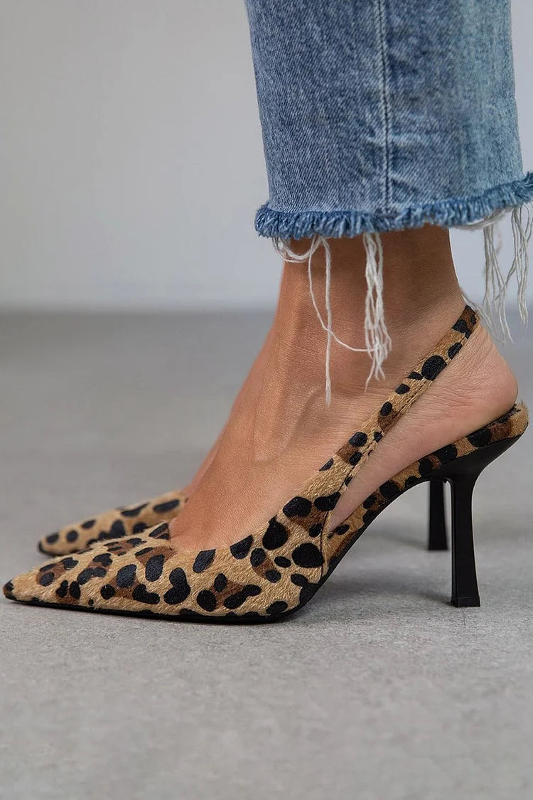 Stiletto-Absatzschuhe mit spitzer Zehenpartie und Leopardenmuster
