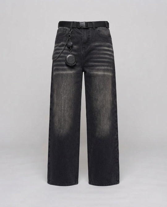 Frauen Weitgeschnittene Jeans mit Extravaganten Applikationen Nord Taschen