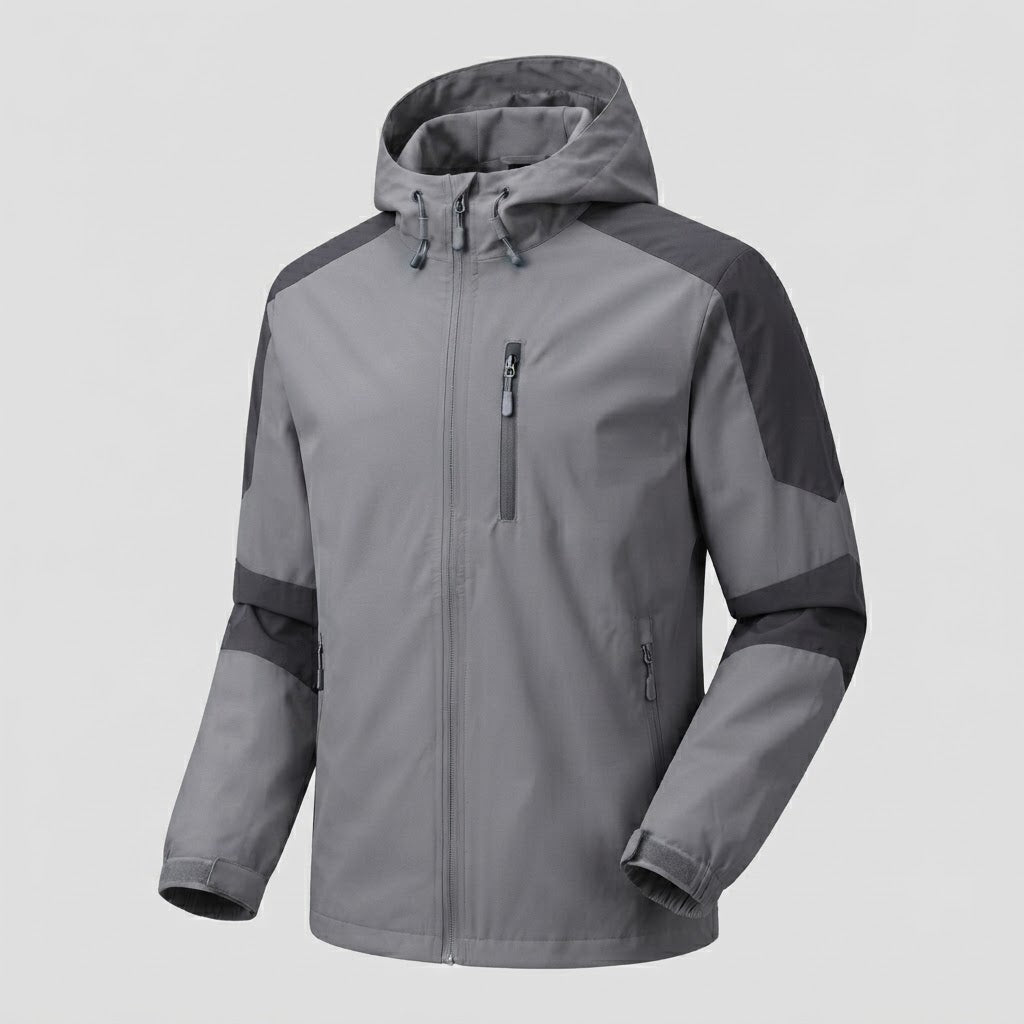 Leichte wasserabweisende Kapuzen-Softshelljacke für Herren mit Kontraststreifen und Brustreißverschluss Nord Taschen