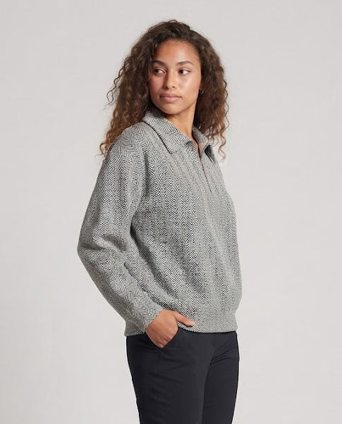 Damen Modische Oversized Bluse im Fischgrätmuster Nord Taschen