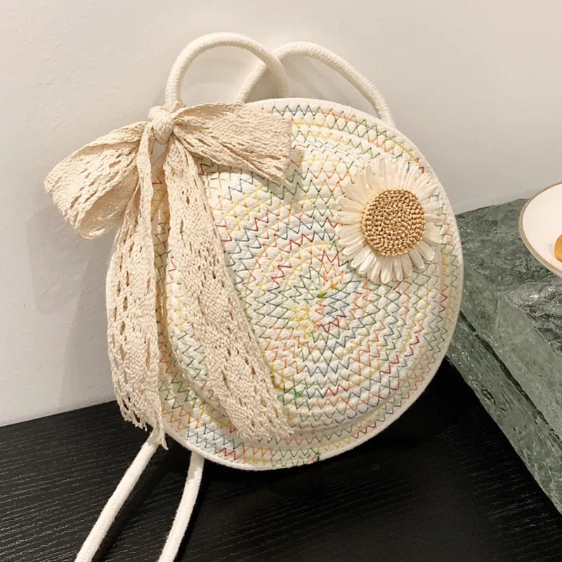 Nord Taschen | Tasche für Damen - Handgefertigte Umhängetasche aus Strohdraht mit verspieltem Blumen-Design