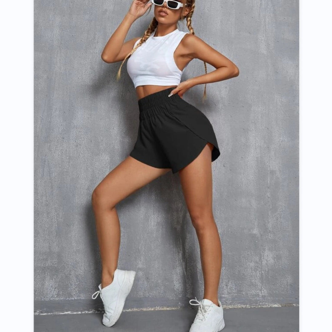 Elastische Shorts mit hoher Taille