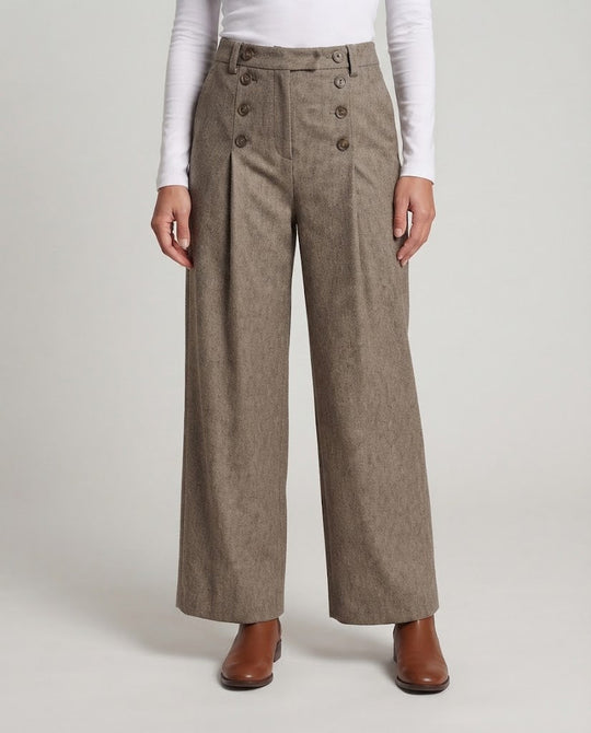 Damen elegante und bequeme weit geschnittene Stoffhose Nord Taschen