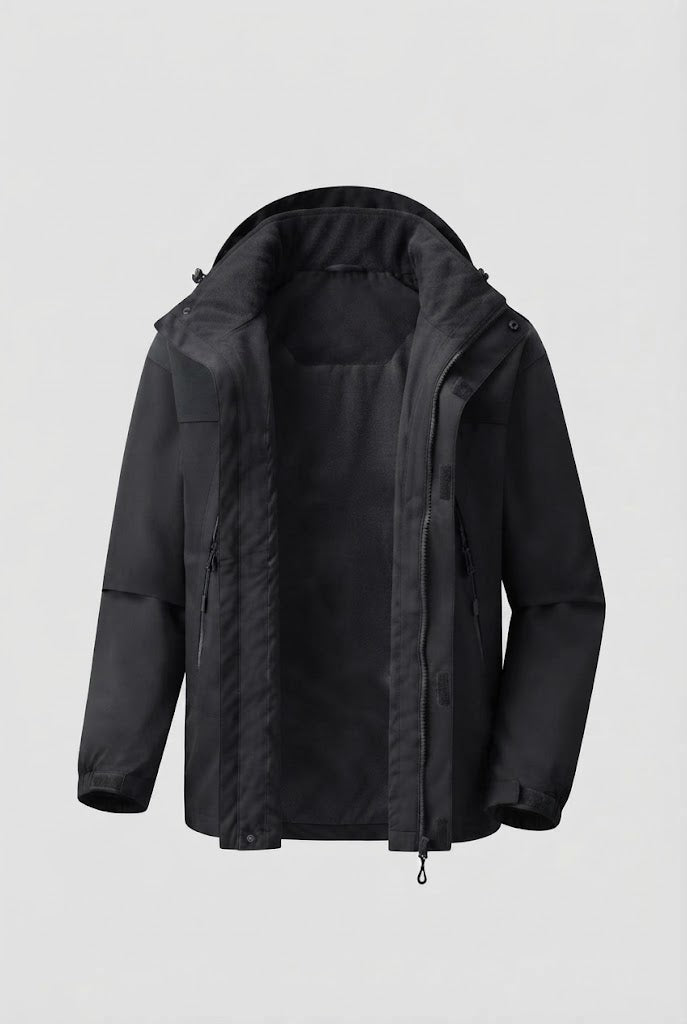 Herren zwei-lagige Softshell Outdoor-Jacke mit herausnehmbarer Fleece-Innenjacke und Kapuze Nord Taschen
