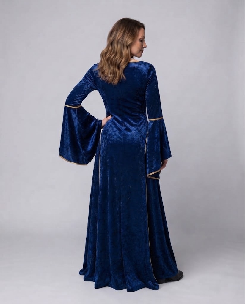 Damen elegantes historisches Kleid mit fließenden Ärmeln Nord Taschen