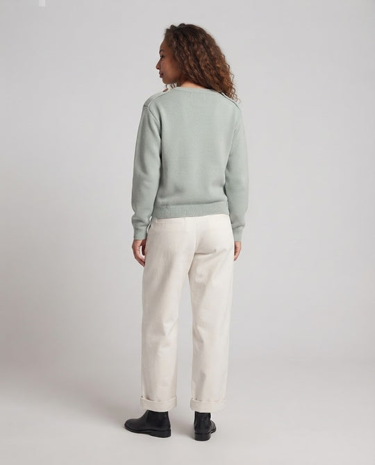 Damen Oversize-Strickpullover mit Rundhals, überschnittenen Schultern und Brusttasche Nord Taschen
