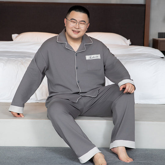 Herren-Pyjama-Set, Baumwolle, Langarm, Übergrößen
