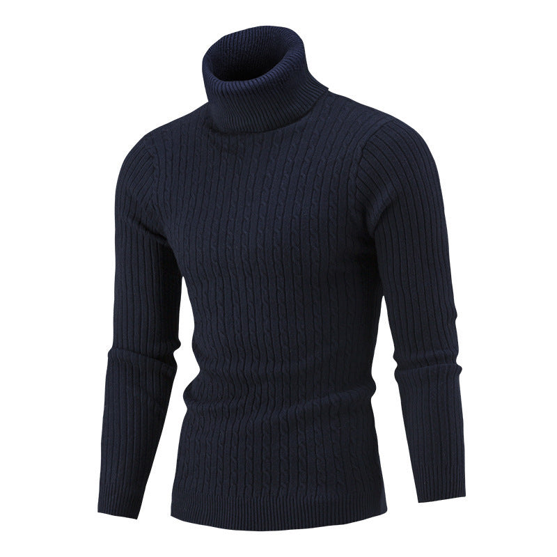 Herren-Strickpullover mit Rollkragen und Zopfmuster