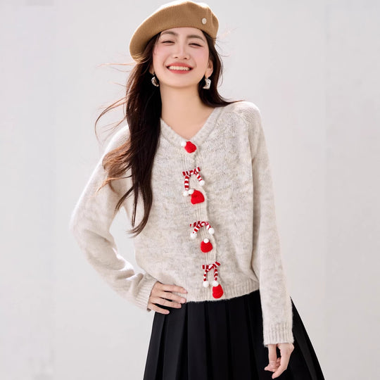 Flauschiger Strickpullover mit 3D-Effekt