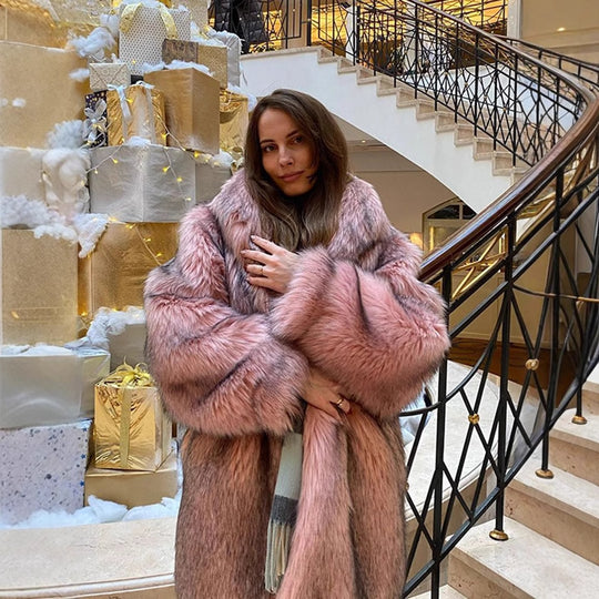 Flauschige Kunstfell-Strickjacke für Damen