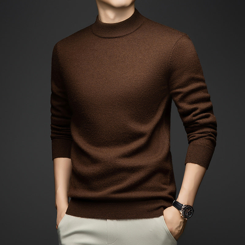 Herren-Wollpullover, 100% Wolle, Stehkragen, dick