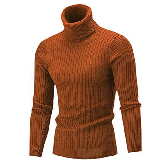 Herren-Strickpullover mit Rollkragen und Zopfmuster