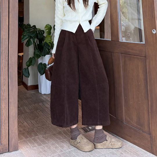 Damen-Cordhose, hoch tailliert, Ballon-Schnitt