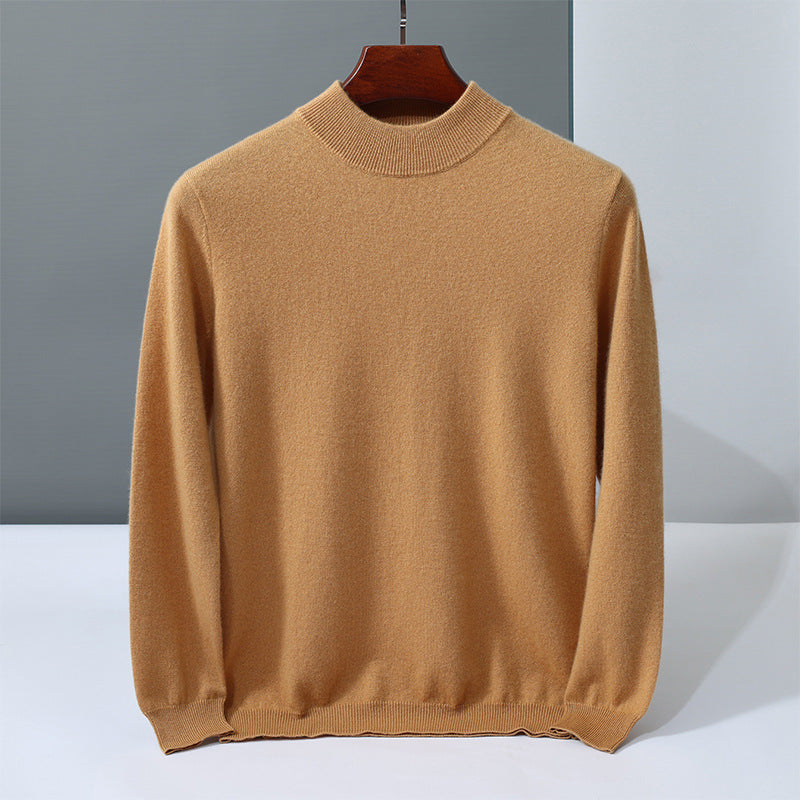 Herren-Kaschmirpullover, Stehkragen, einfarbig