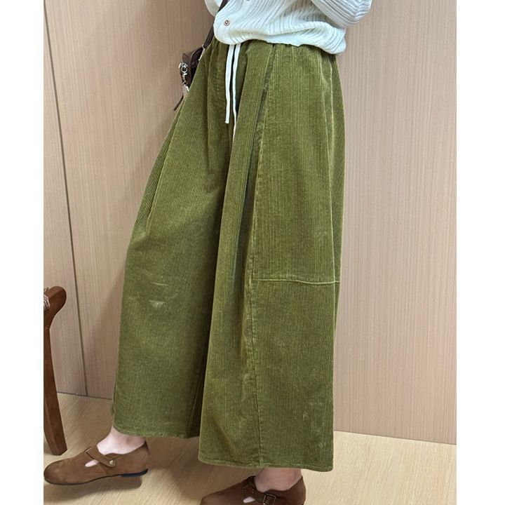 Damen-Cordhose mit weitem Bein und elastischem Bund