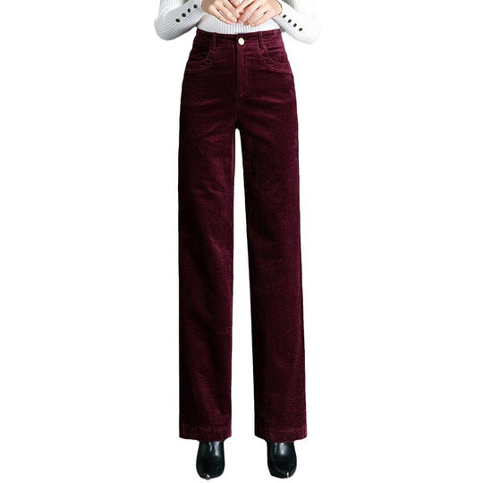 Gefütterte Cordhose für Damen, hoch geschnitten, gerade Passform