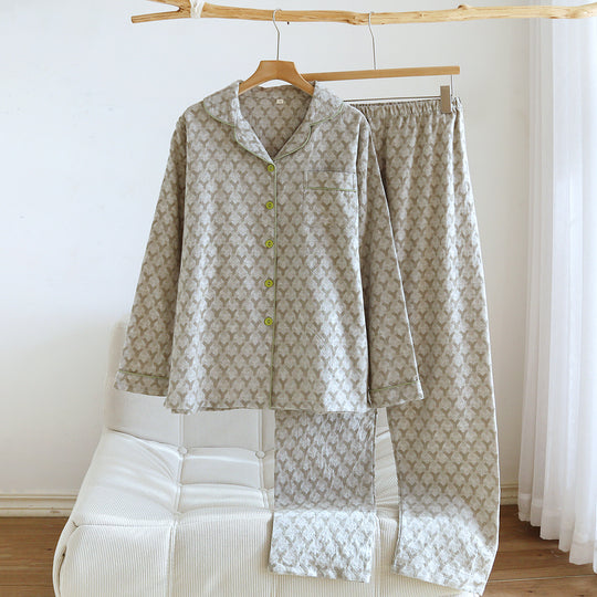 Damen-Schlafanzug aus Baumwoll-Jacquard