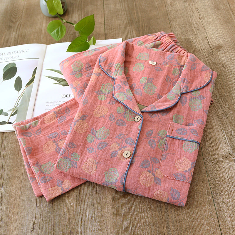 Damen-Schlafanzug aus Baumwoll-Jacquard