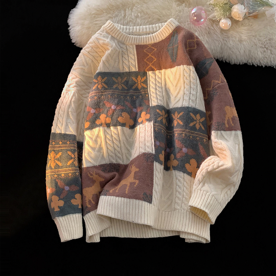 Unisex Strickpullover, gefüttert, Oversized