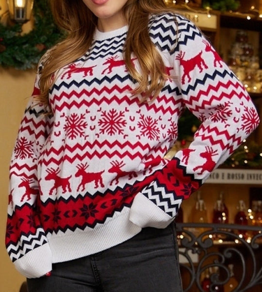 Weihnachtspullover mit Schneeflocken-Muster