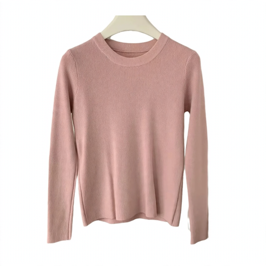 Damen-Strickpullover, Rundhals, langärmelig, figurbetont