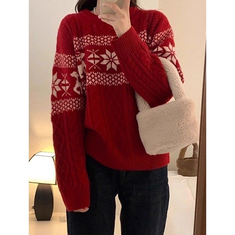 Weihnachtlicher Strickpullover mit Fair-Isle-Muster