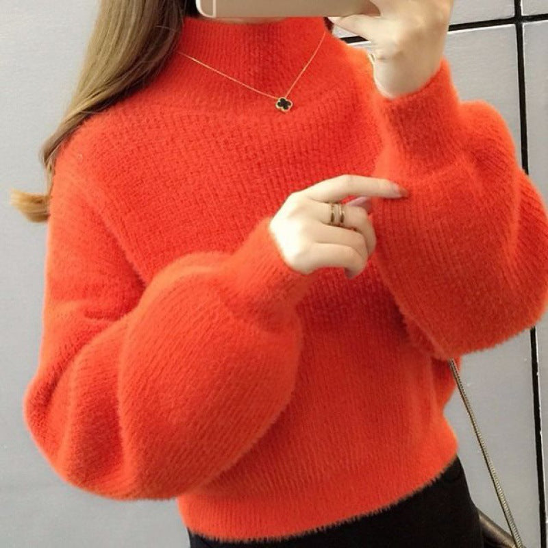 Damen-Pullover, Kurz, Laternenärmel, Strick