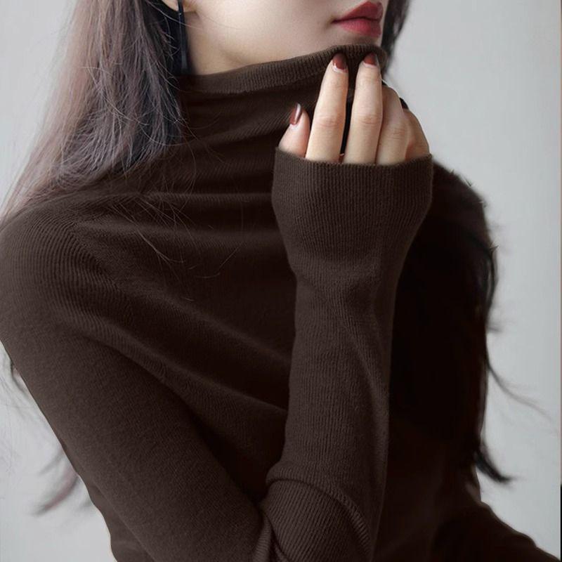Schlankmachender Damen-Strickpullover mit Stehkragen