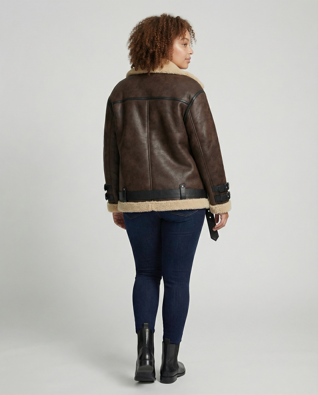 Elegante Revers Kunstleder Jacke