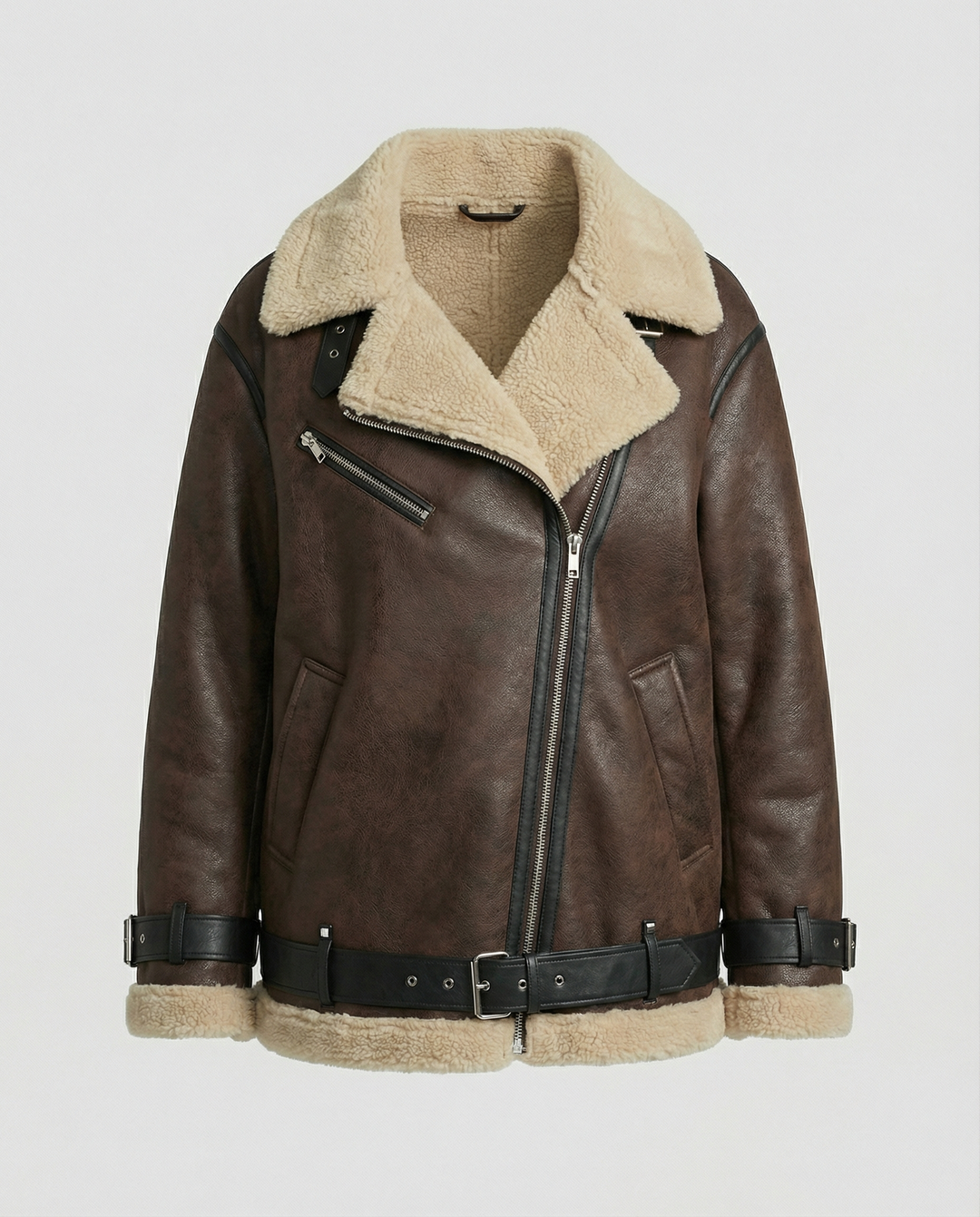 Elegante Revers Kunstleder Jacke