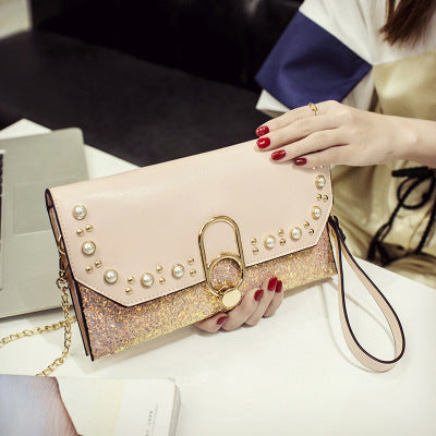 Damen Clutch-Tasche mit funkelndem Glitzer und Perlenverzierung Nord Taschen