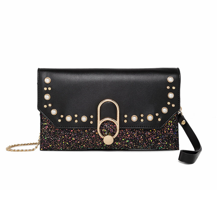 Damen Clutch-Tasche mit funkelndem Glitzer und Perlenverzierung Nord Taschen