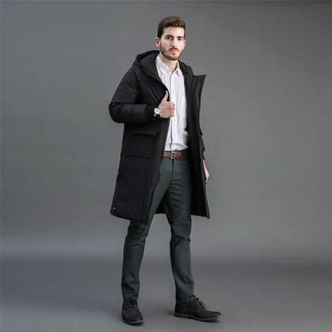 Herren Gefütterter Funktions-Parka mit Kapuze und knieumspielender Steppfüllung Nord Taschen