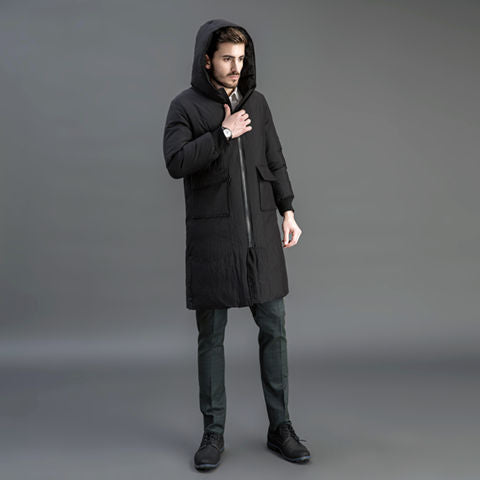 Herren Gefütterter Funktions-Parka mit Kapuze und knieumspielender Steppfüllung Nord Taschen