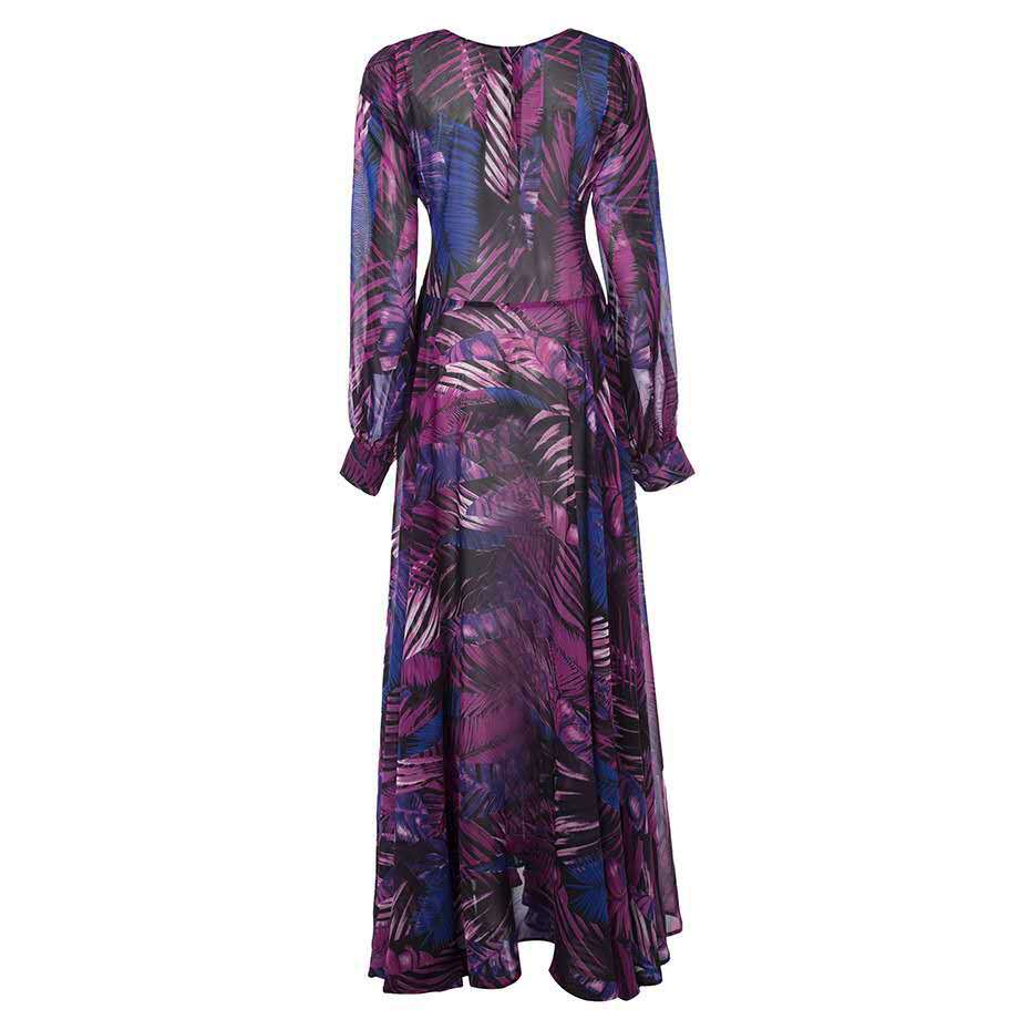 Damen Maxi-Kleid mit floralem Print und voluminösen Ärmeln
