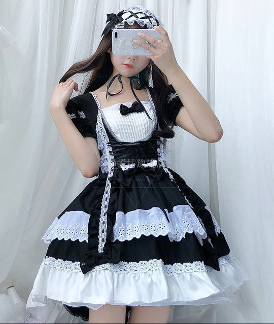 Damen verspieltes Lolita Kleid mit aufwendigen Spitzen- und Rüschendetails Nord Taschen